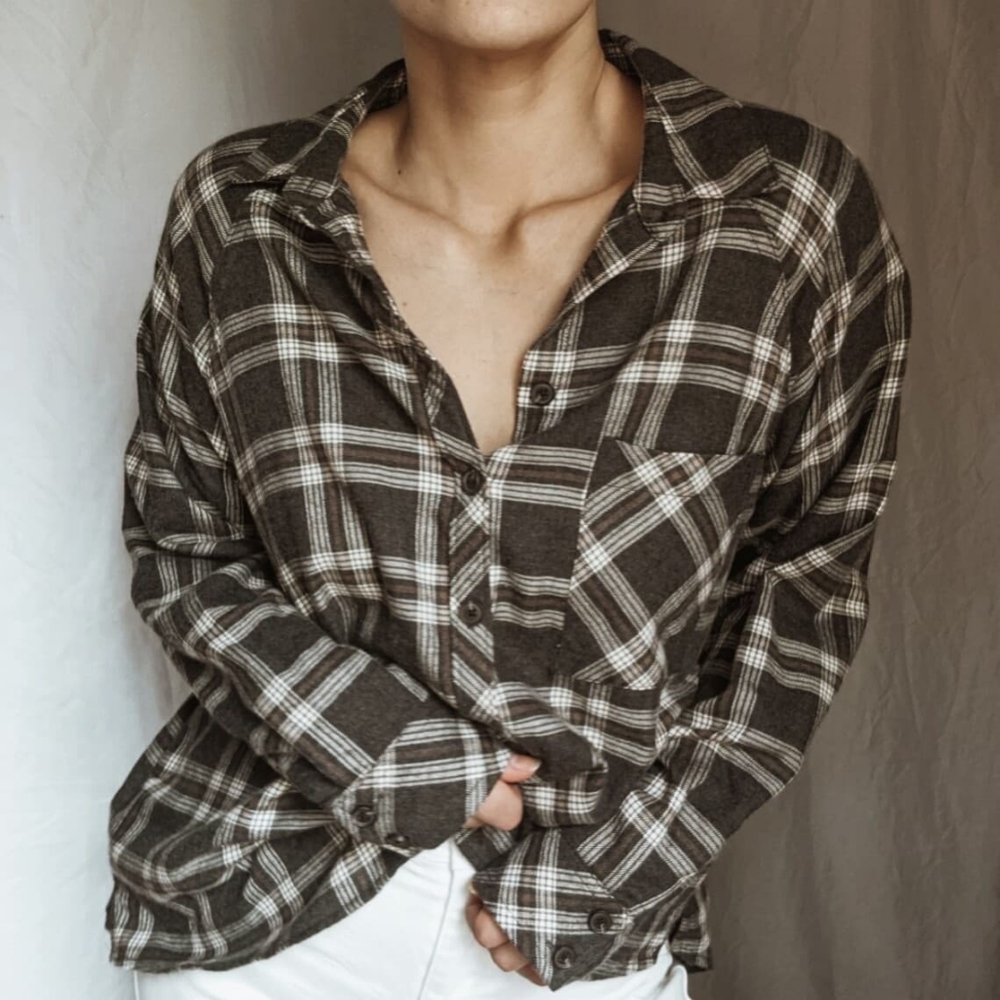 Oversized Flannel Shacket with Pockets